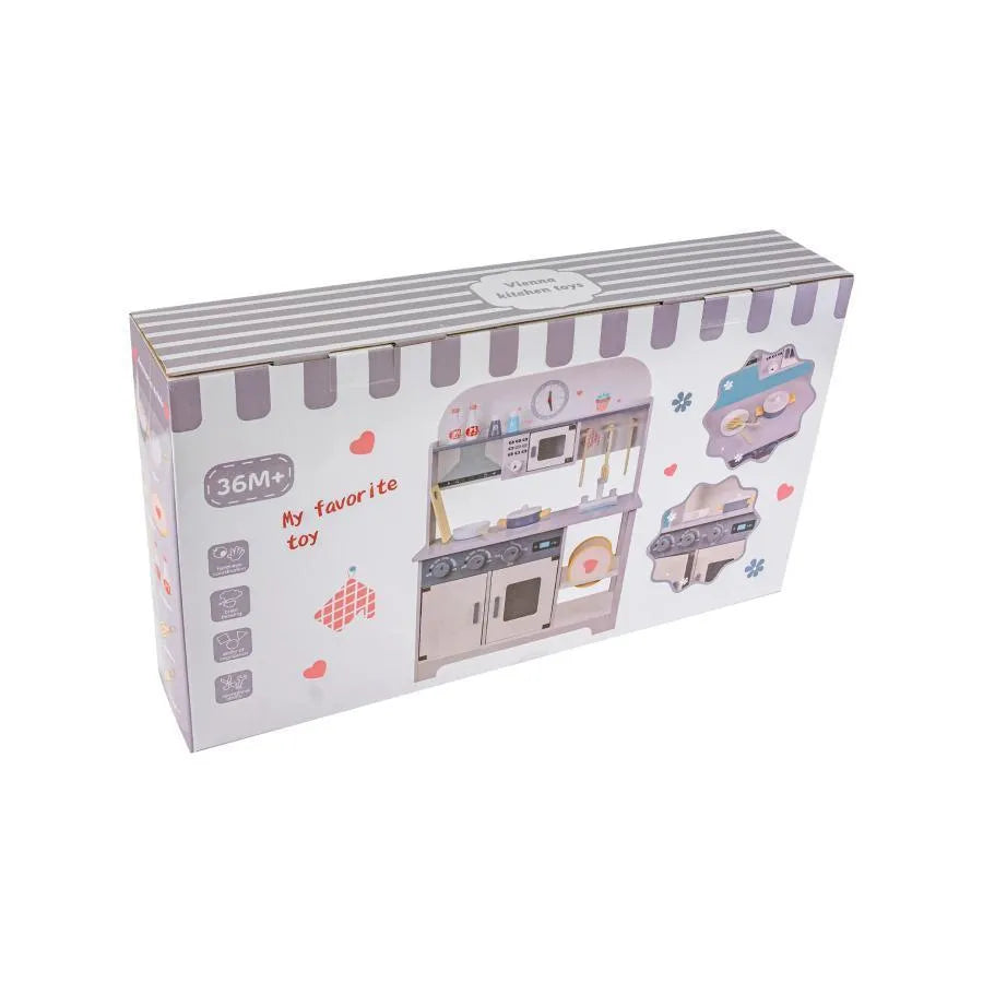 Zabawka kuchenna Wiedeńska, 38 elementów, biały z szarym, drewno