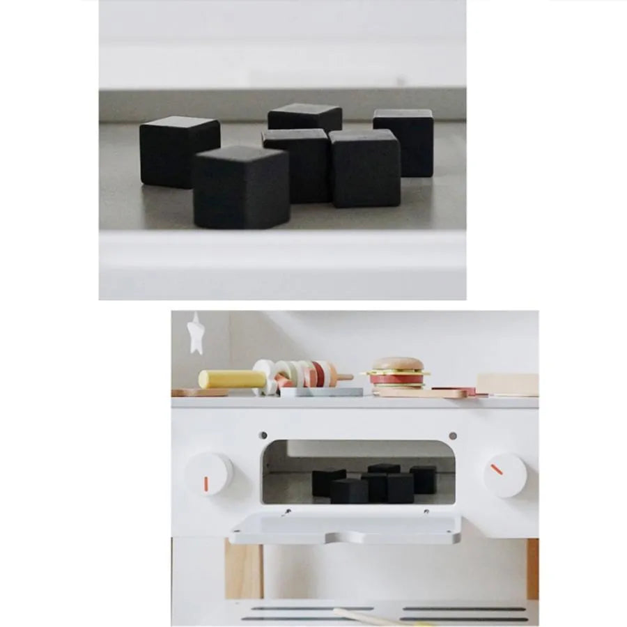 Drewniana zabawka do grilla, 52 elementy, wielokolorowa, drewno