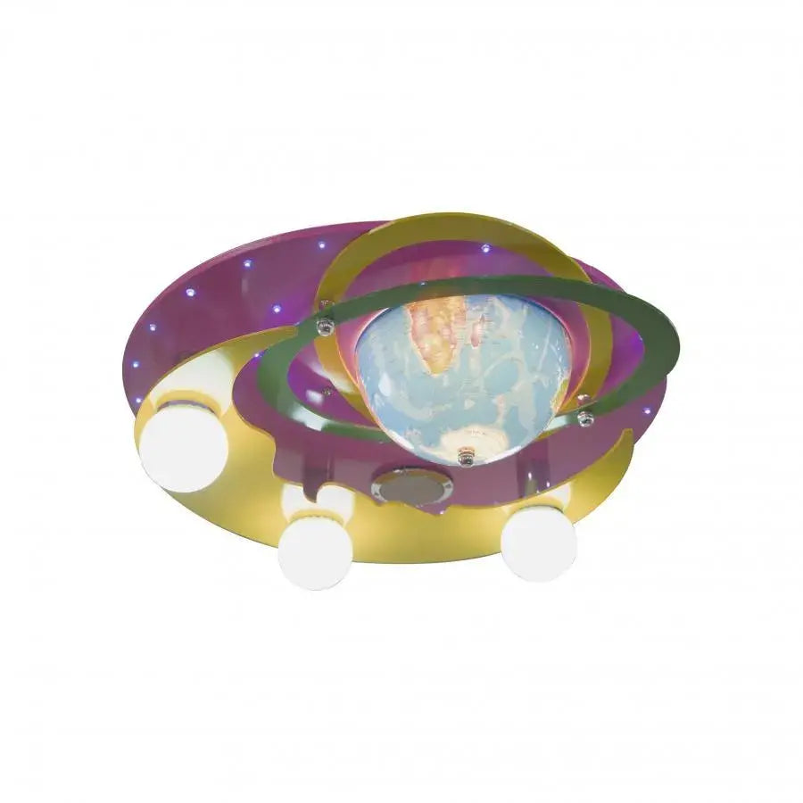 Żyrandol Beti, 3*E27, różowy z żółtym, metal i drewno