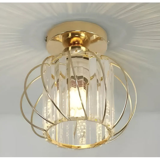 Żyrandol Cora 1XE27, złoto, metal i kryształ