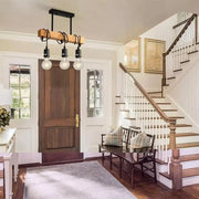 Żyrandol Ema, 3*E27, Brązowy, Metal i Drewno