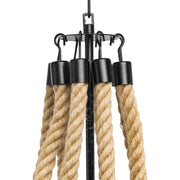 Żyrandol indyjski, 8*E27, metal i lina, czarny