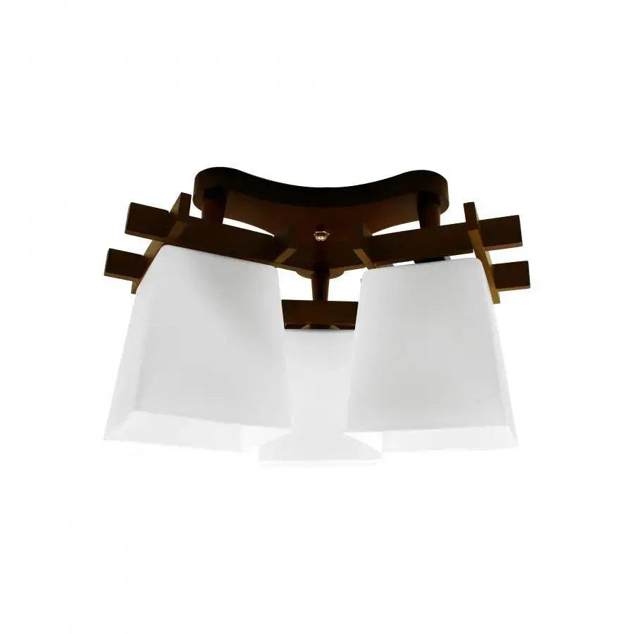 Żyrandol Jade, 3*E27, biały z brązowym, metal i szkło