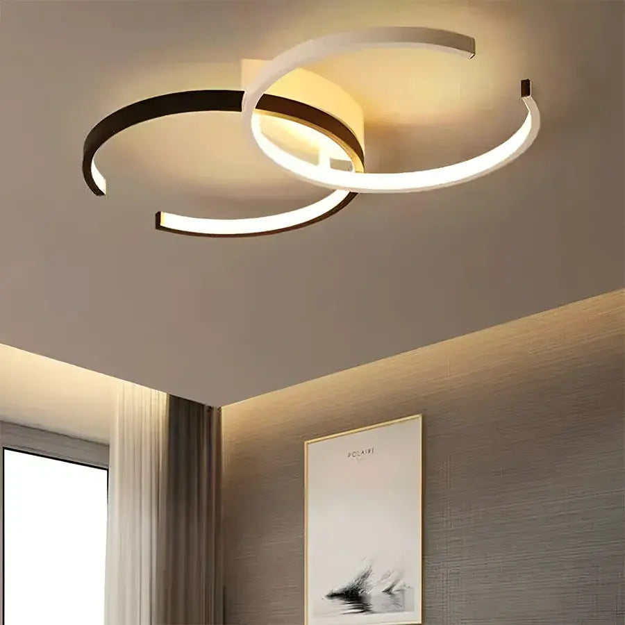 Żyrandol LED z pilotem VECTOR SEMIARC 35W, 2 elementy, światło zimne/ciepłe/neutralne, ściemnialny, czarno-biały