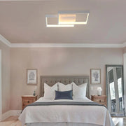 Żyrandol LED z pilotem LANDYN 62W, 2 kwadraty, światło zimne/ciepłe/neutralne, ściemnialny, biały