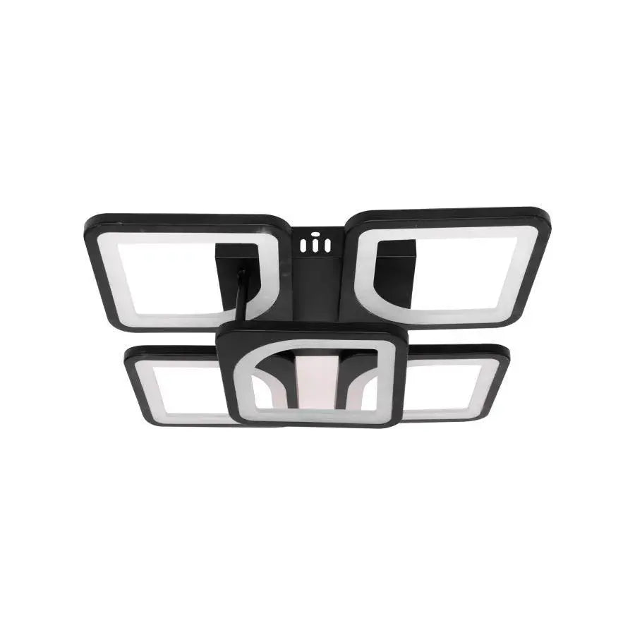 Żyrandol LED z pilotem ZOE 68W, 5 kwadratów, światło zimne/ciepłe/neutralne, ściemnialny, czarny
