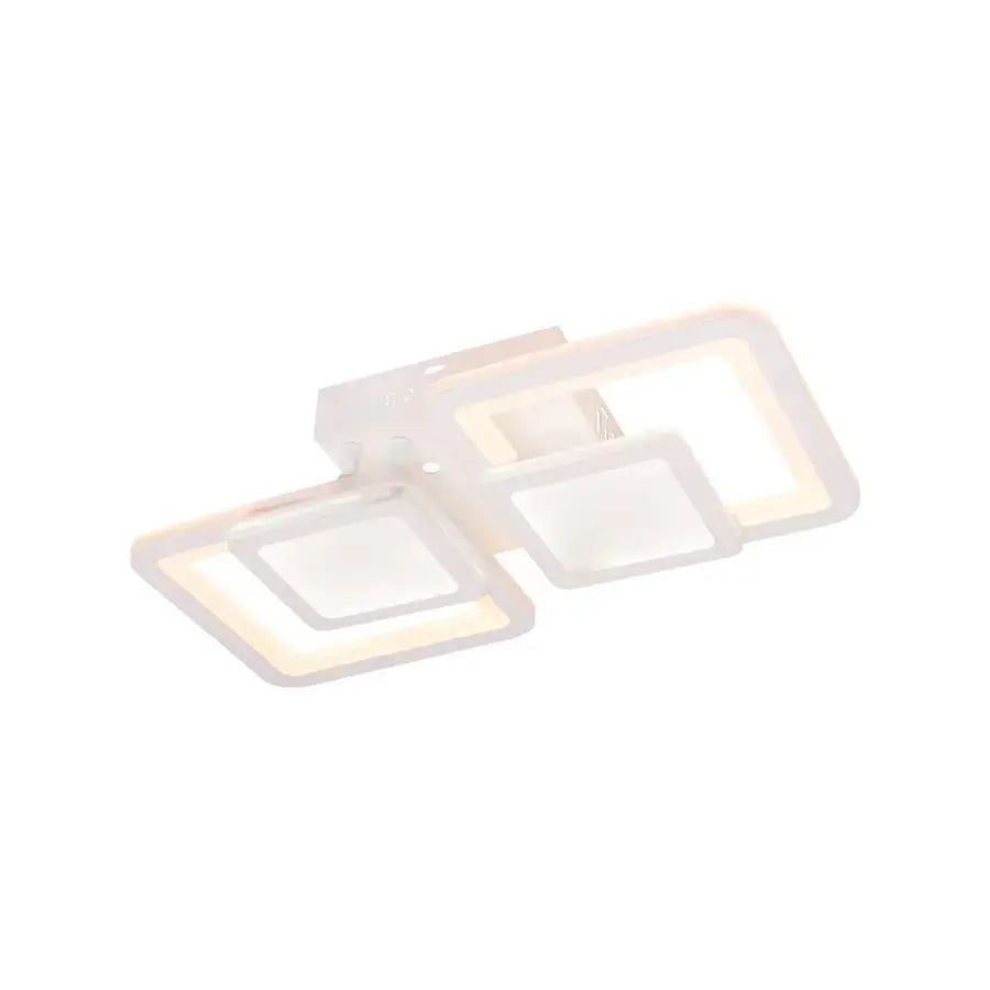 Żyrandol LED z pilotem BALANS 44W, 2 kwadraty, światło zimne/ciepłe/neutralne, ściemnialny, biały