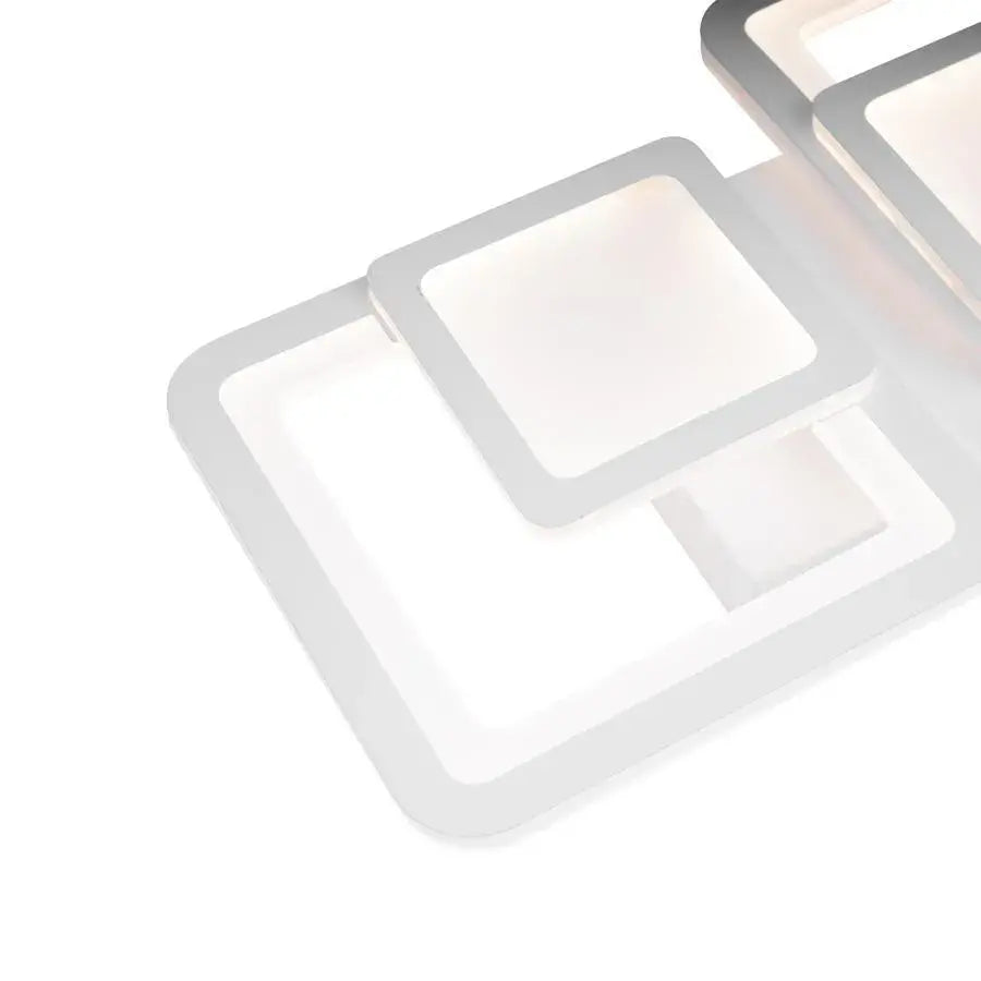 Żyrandol LED z pilotem BALANS 44W, 2 kwadraty, światło zimne/ciepłe/neutralne, ściemnialny, biały