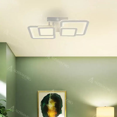 Żyrandol LED z pilotem BALANS 44W, 2 kwadraty, światło zimne/ciepłe/neutralne, ściemnialny, biały