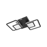 LED żyrandol z równowaga 44 W, pilot, 2 kwadraty, zimno/gorące/neutralne światło, niestabilne, czarne