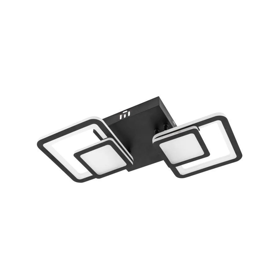 LED żyrandol z równowaga 44 W, pilot, 2 kwadraty, zimno/gorące/neutralne światło, niestabilne, czarne