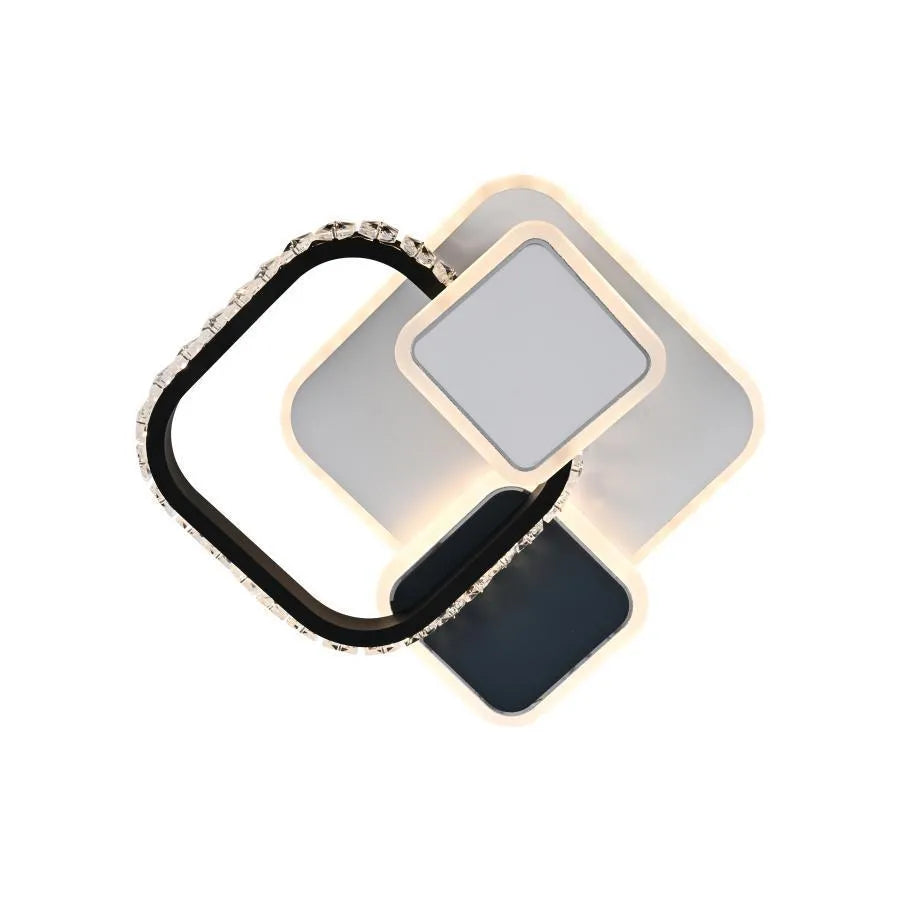 Żyrandol LED z kryształem GELLA 48W, kwadratowy, światło zimne/ciepłe/neutralne, czarno-biały