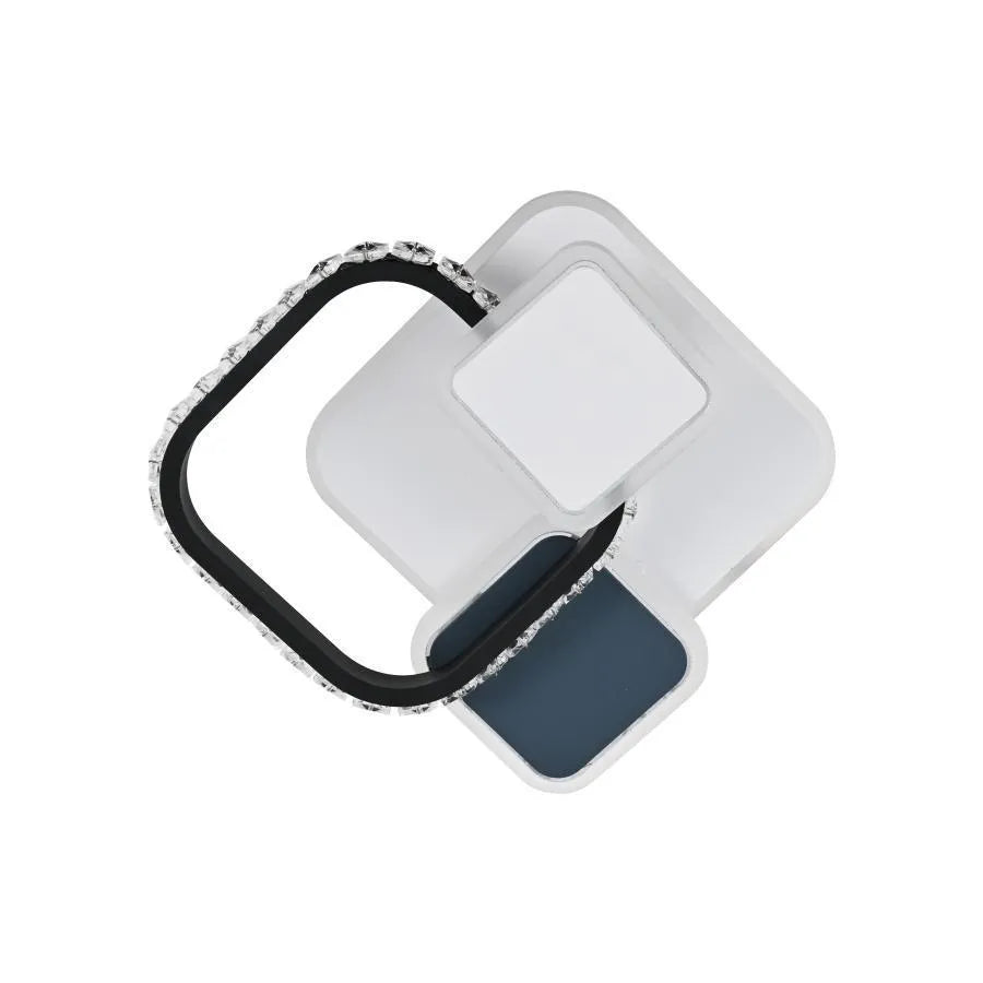 Żyrandol LED z kryształem GELLA 48W, kwadratowy, światło zimne/ciepłe/neutralne, czarno-biały