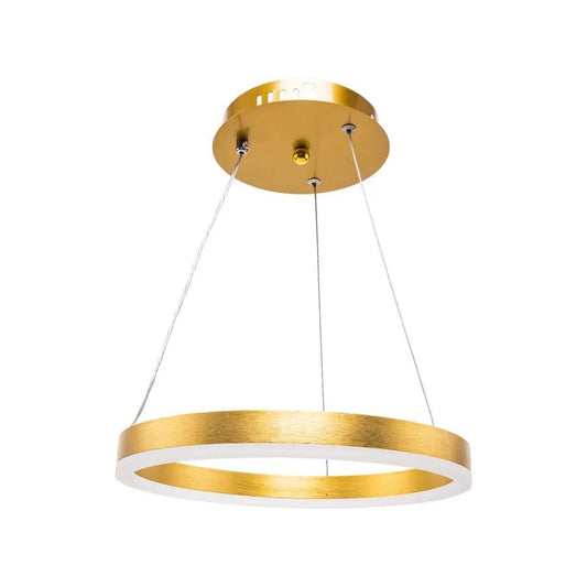 Żyrandol wiszący LED AZARIAH 38W z pilotem, 1 okrąg, światło zimne/ciepłe/neutralne, ściemnialny, błyszczący złoty, regulowana wysokość
