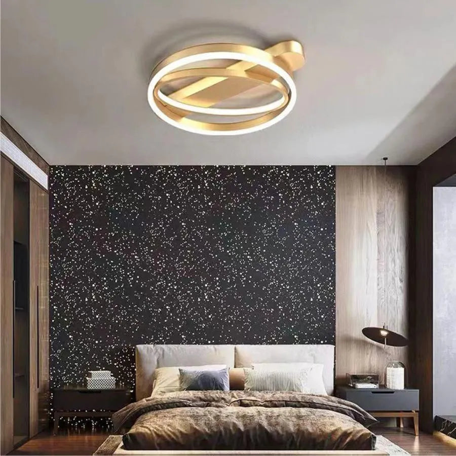 Żyrandol LED CERELIS 90W z pilotem, zimne/ciepłe/neutralne światło, ściemnialny, błyszczące złoto