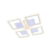 Żyrandol LED z pilotem CHAI 3D 104 W, 4 kwadraty, światło zimne/ciepłe/neutralne, ściemnialny, biały