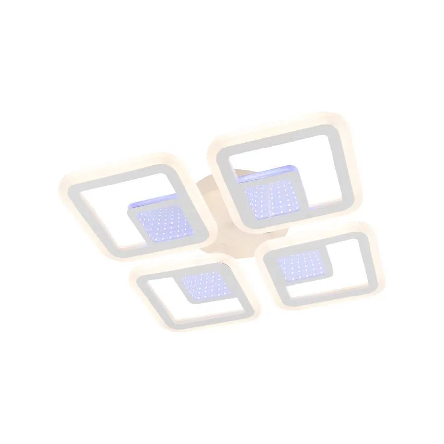 Żyrandol LED z pilotem CHAI 3D 104 W, 4 kwadraty, światło zimne/ciepłe/neutralne, ściemnialny, biały