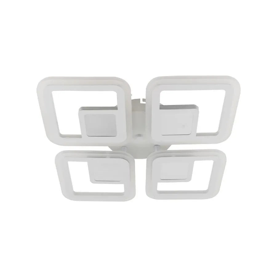 Żyrandol LED z pilotem CHAI 3D 104 W, 4 kwadraty, światło zimne/ciepłe/neutralne, ściemnialny, biały