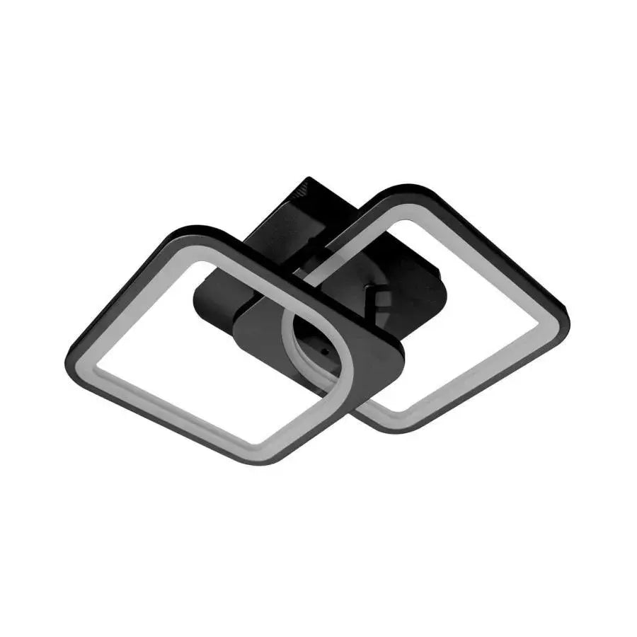 Żyrandol LED z pilotem ZOE 39W, 2 kwadraty, światło zimne/ciepłe/neutralne, ściemnialny, czarny