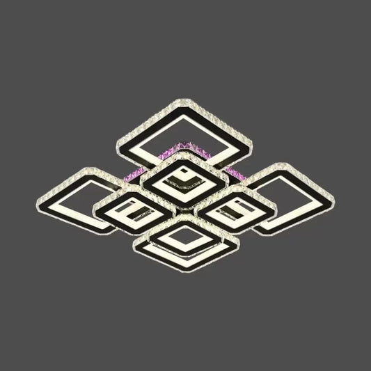 Żyrandol LED z pilotem i kryształem BLAKELY RGB 163 W, 8 kwadratów, zimne/ciepłe/neutralne światło, ściemnialny, czarny