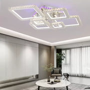 Żyrandol LED NOVA Rhomba z kryształami, 6 źródeł światła, RGB, z pilotem, 178 W, błyszczący chrom