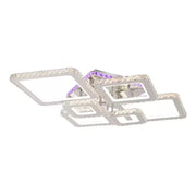 Żyrandol LED NOVA Rhomba z kryształami, 6 źródeł światła, RGB, z pilotem, 178 W, błyszczący chrom