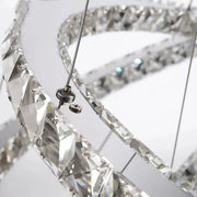 Żyrandol PRISM Luminis LED, kryształ i metal, 4 okręgi, ściemniany, regulowana wysokość, zimne/ciepłe/neutralne światło, luksusowe oświetlenie
