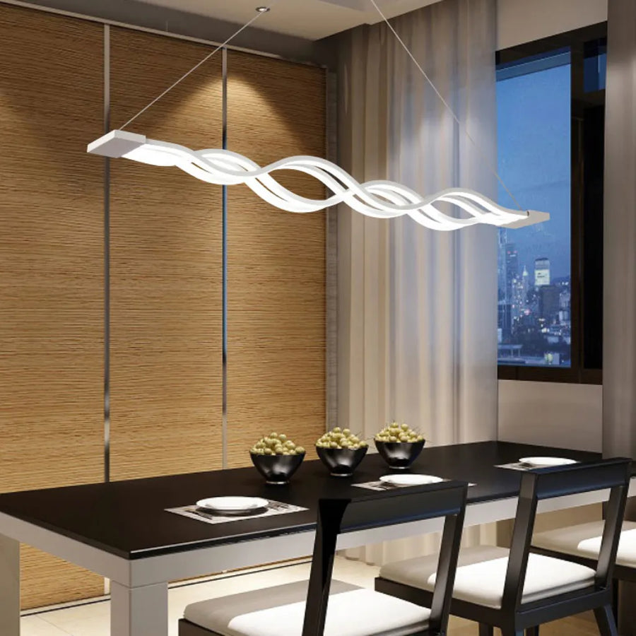 Żyrandol wiszący LED WAVE 44W z pilotem, liniowy, światło zimne/ciepłe/neutralne, ściemnialny, biały, regulowana wysokość