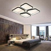 Żyrandol LED z pilotem DAIKI 79 W, 4 kwadraty, światło zimne/ciepłe/neutralne, ściemnialny, czarny