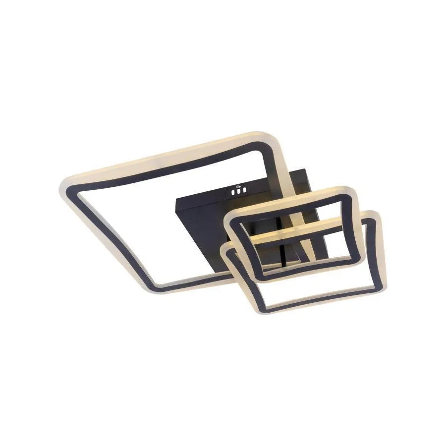 Żyrandol LED z pilotem FARYDA 120 W, 3 kwadraty, światło zimne/ciepłe/neutralne, ściemnialny, czarny