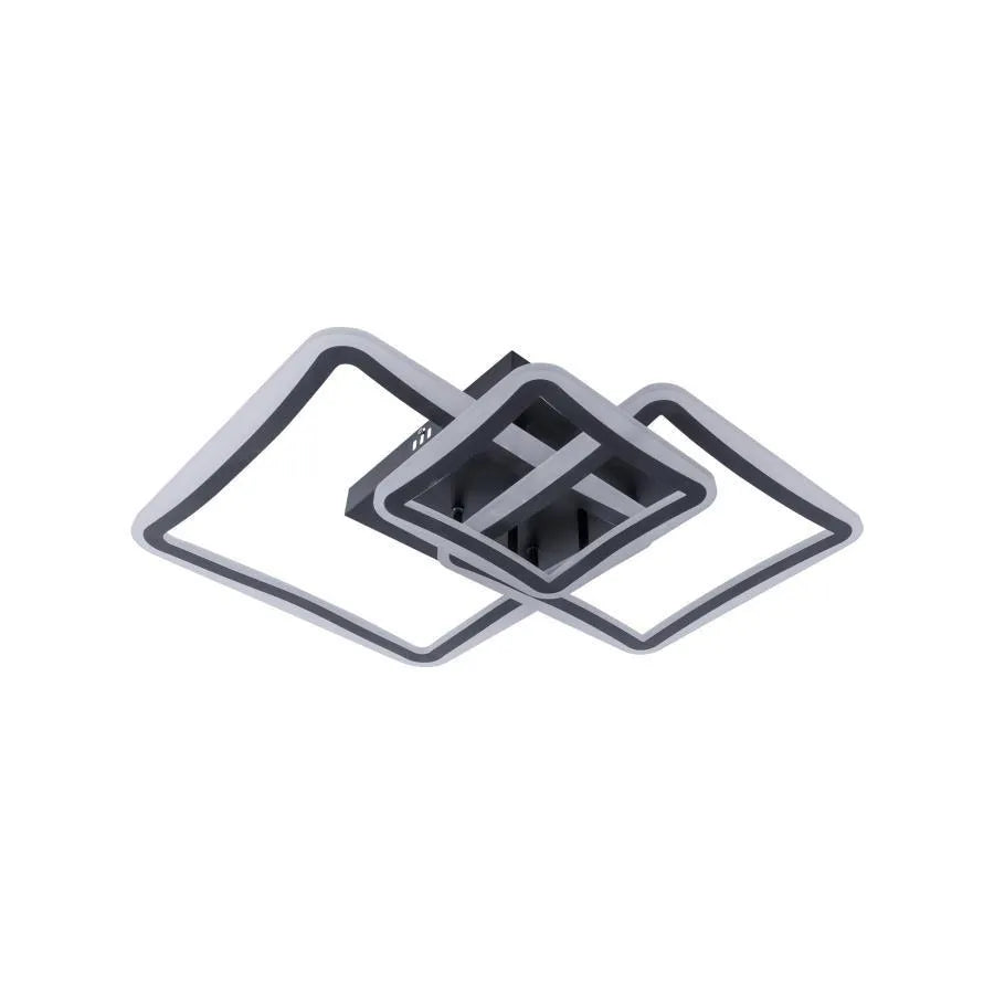 Żyrandol LED z pilotem FARYDA 120 W, 3 kwadraty, światło zimne/ciepłe/neutralne, ściemnialny, czarny