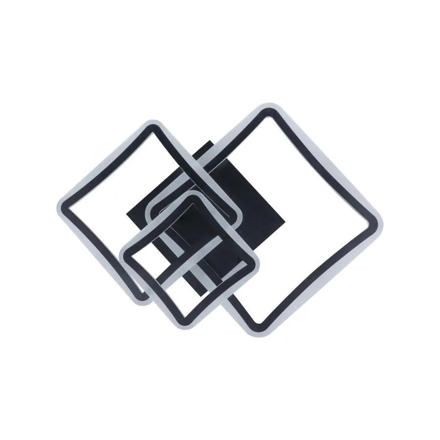 Żyrandol LED z pilotem FARYDA 120 W, 3 kwadraty, światło zimne/ciepłe/neutralne, ściemnialny, czarny