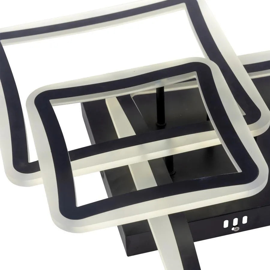 Żyrandol LED z pilotem FARYDA 120 W, 3 kwadraty, światło zimne/ciepłe/neutralne, ściemnialny, czarny