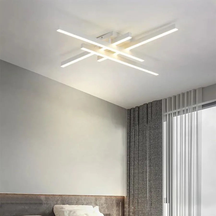 Żyrandol LED z pilotem MORA 80 W, 4 elementy, liniowy, światło zimne/ciepłe/neutralne, ściemnialny, biały