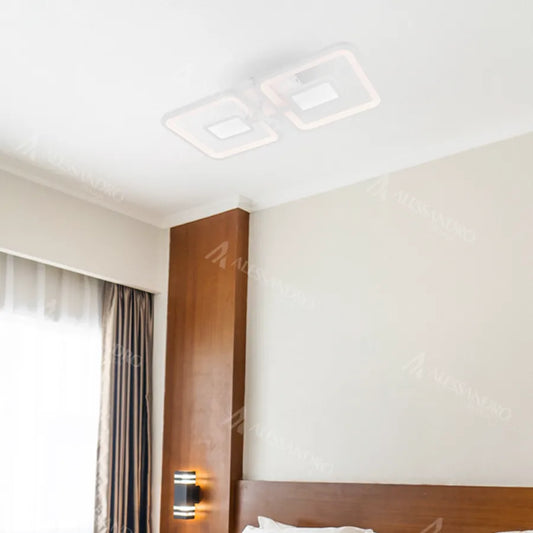 LED żyrandol z zdalnym sterowaniem Felix 57W, 2 kwadraty, zimno/gorące/neutralne światło, niestabilne, białe