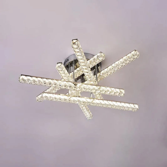 Żyrandol LED z pilotem i kryształem GRACIANA 168W, liniowy, światło zimne/ciepłe/neutralne, ściemnialny, chrom błyszczący