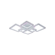 Żyrandol LED z pilotem i kryształem QUADRIS RGB 170 W, 6 kwadratów, światło zimne/ciepłe/neutralne, ściemnialny, biały