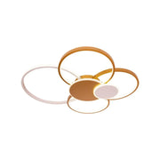 Żyrandol LED z pilotem KILLIAN 74W, 6 kółek, światło zimne/ciepłe/neutralne, możliwość przyciemniania, białe złoto