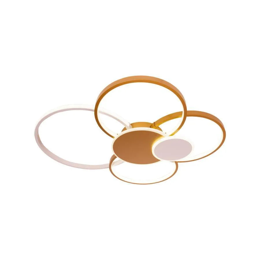 Żyrandol LED z pilotem KILLIAN 74W, 6 kółek, światło zimne/ciepłe/neutralne, możliwość przyciemniania, białe złoto