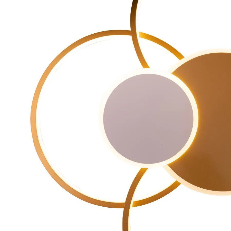 Żyrandol LED z pilotem KILLIAN 74W, 6 kółek, światło zimne/ciepłe/neutralne, możliwość przyciemniania, białe złoto