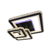 Żyrandol LED NOVA Quadria z kryształami, 3 źródła światła, RGB, z pilotem, 154 W, czarny i stal nierdzewna