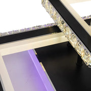 Żyrandol LED NOVA Quadria z kryształami, 3 źródła światła, RGB, z pilotem, 154 W, czarny i stal nierdzewna