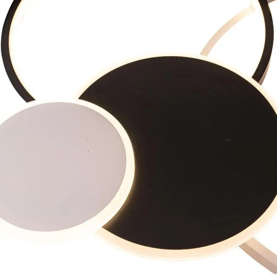 Żyrandol LED z pilotem KILLIAN 80 W, 4 okręgi, światło zimne/ciepłe/neutralne, ściemnialny, czarno-biały