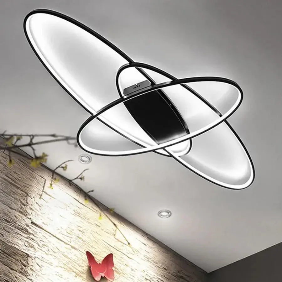 Żyrandol LED z pilotem ORBITA 83W, 3 elementy, owalny, światło zimne/ciepłe/neutralne, możliwość przyciemniania, czarny