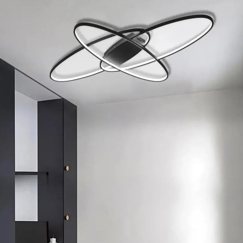 Żyrandol LED z pilotem ORBITA 83W, 3 elementy, owalny, światło zimne/ciepłe/neutralne, możliwość przyciemniania, czarny
