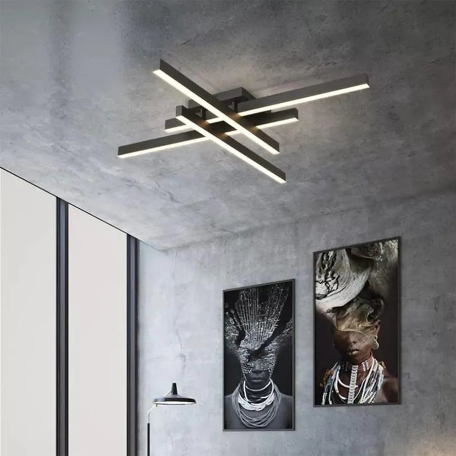 Żyrandol LED z pilotem MORA 80 W, 4 elementy, liniowy, światło zimne/ciepłe/neutralne, ściemnialny, czarny