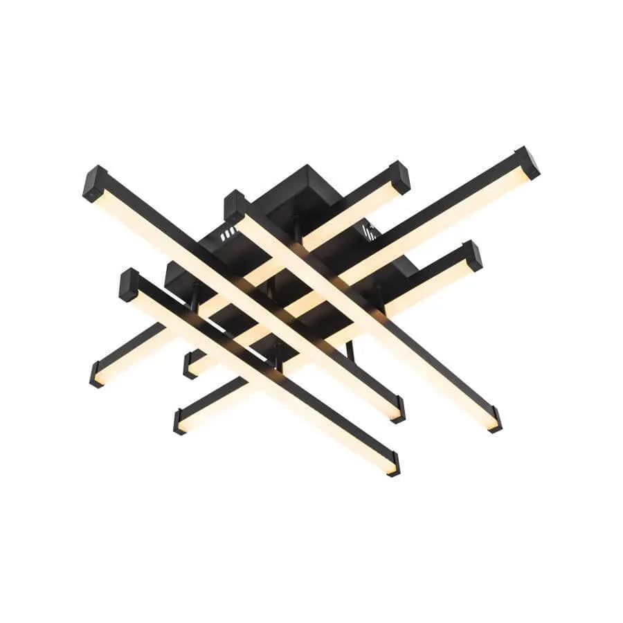 Żyrandol LED z pilotem MORA 120 W, 6 elementów, liniowy, światło zimne/ciepłe/neutralne, ściemnialny, czarny