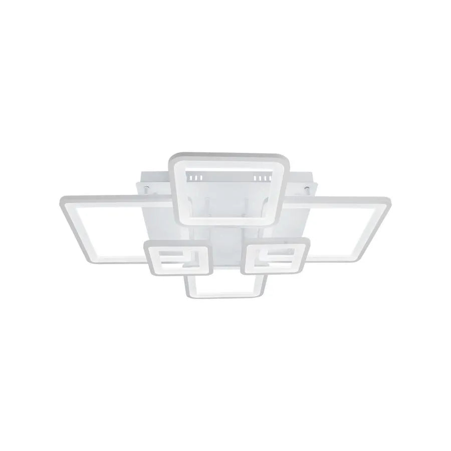 LED żyrandol z zdalnym sterowaniem Ella 124W, 6 kwadratów, zimno/gorące/neutralne światło, niestabilne, białe