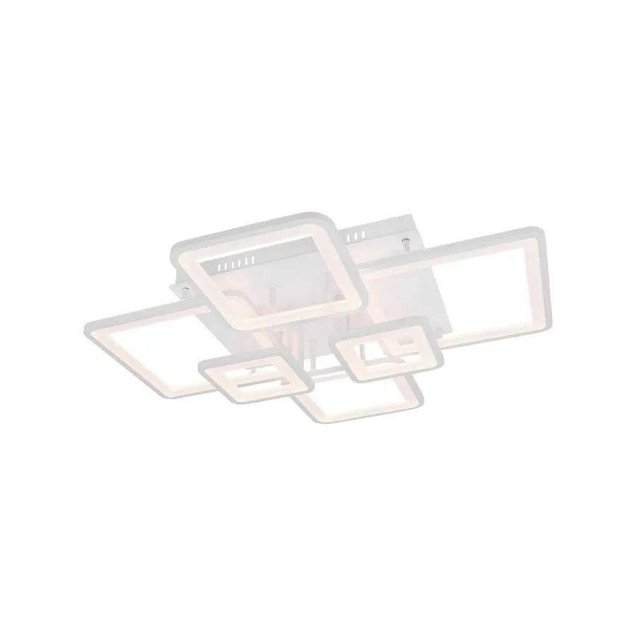 LED żyrandol z zdalnym sterowaniem Ella 124W, 6 kwadratów, zimno/gorące/neutralne światło, niestabilne, białe