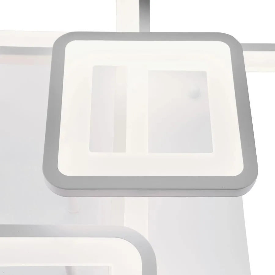 LED żyrandol z zdalnym sterowaniem Ella 124W, 6 kwadratów, zimno/gorące/neutralne światło, niestabilne, białe